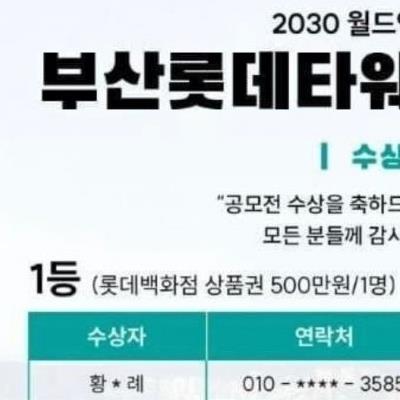 부산 롯데 타워 네이밍 공모전 1위 당선작.