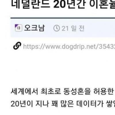 충격적인 네델란드의 20년간 이혼률.