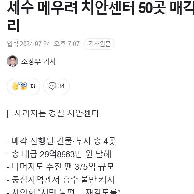 에라이 ㅅㅂ 새끼들아 돈 375억이 없어서 파출소 50개를 팔어??