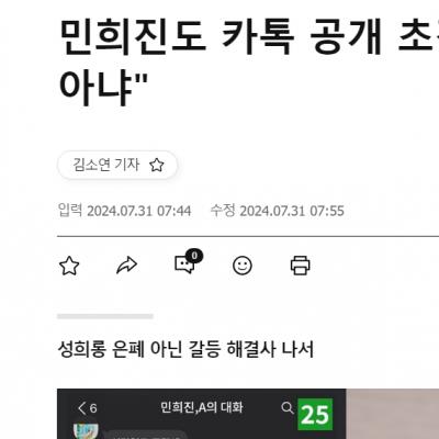 민희진도 카톡 공개 초강수…"사내 성희롱 은폐 아냐"