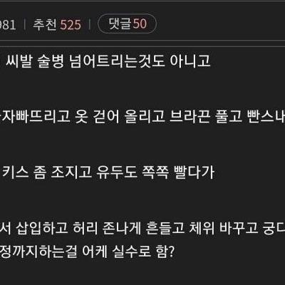 술먹고 섹스한 걸 실수했다는 게 어이없는 디시인